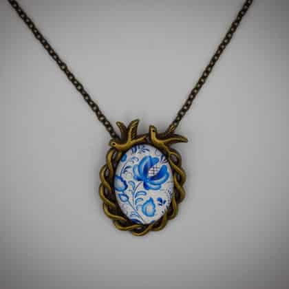 "Adina" kék virágos medál lánccal