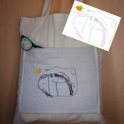 Pamut bevásárlótáska zsebbel - személyre szabott rajzzal